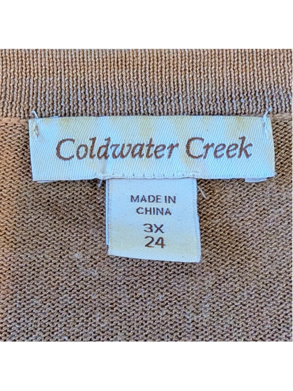 Coldwater Creek 3X Silk Blend Cardigan Camel Neutral Capsule Longline Sweater